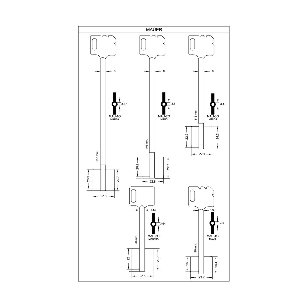 Clé de coffre mauer MAU-3G