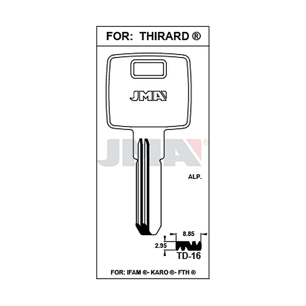 Clé spec.cyl.tête métal TD-16