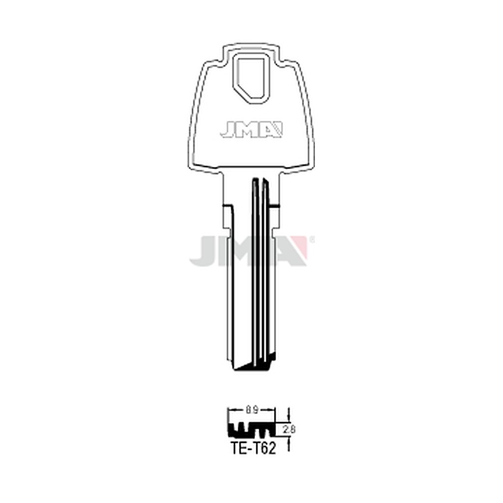 Clé spec.cyl.tête métal TE-T62