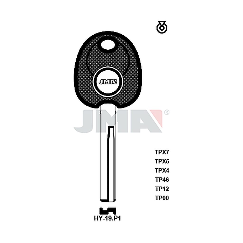 Clé t.p sans transpondeur TP00HY-19P1