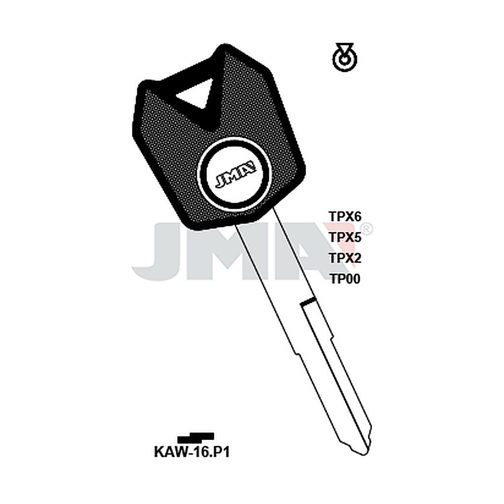 Clé t.p. sans transpondeur TP00KAW-16P1