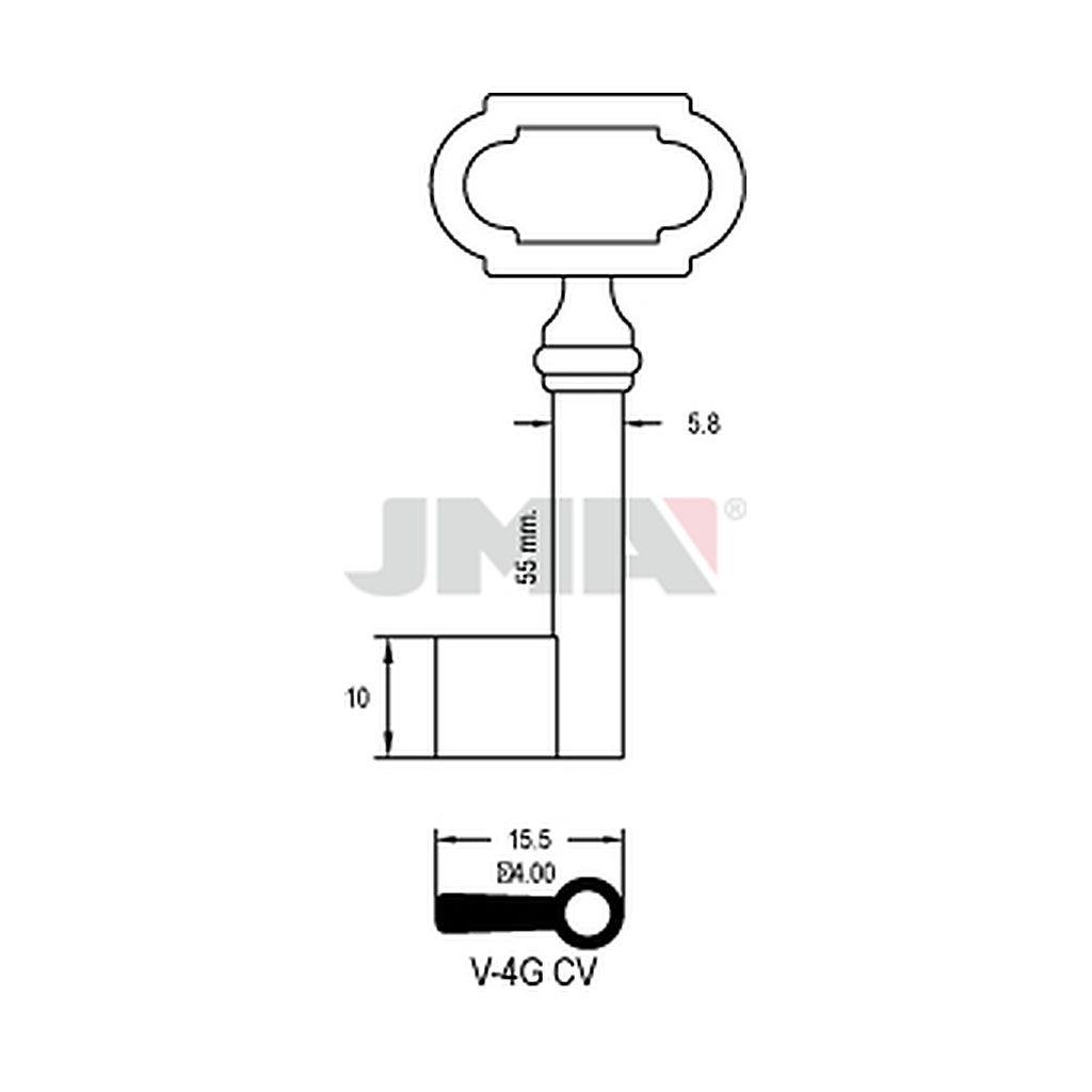 Clé de style vieil or V-4GCV