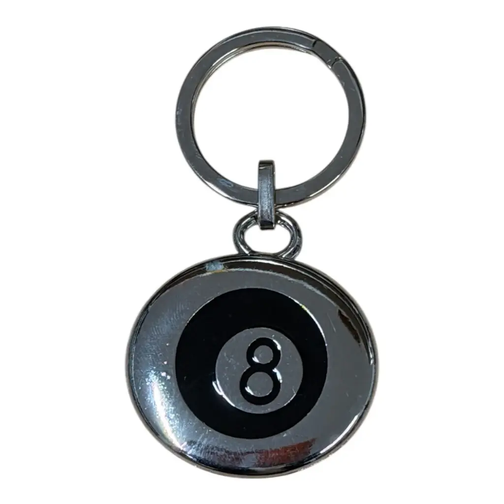 Porte-clés métal boule de billard 8