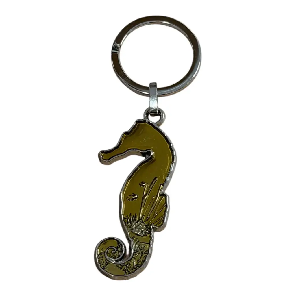 Porte-clé métal hippocampe jaune