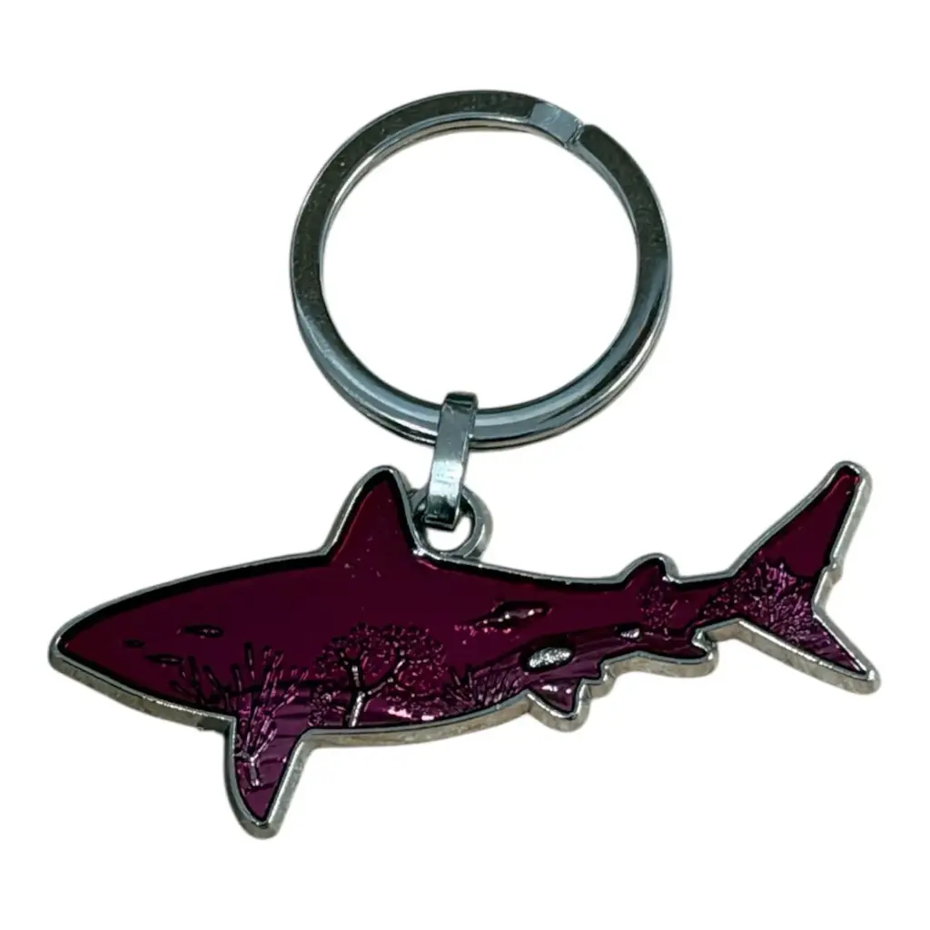 Porte-clé métal requin fushia