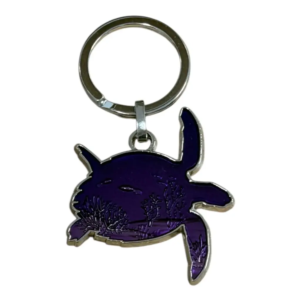 Porte-clé métal tortue mauve