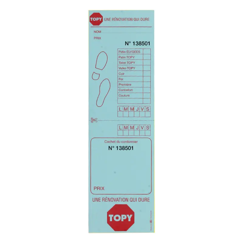 Tickets Réparation Grand Modèle - Lot de 1000 unités - Topy