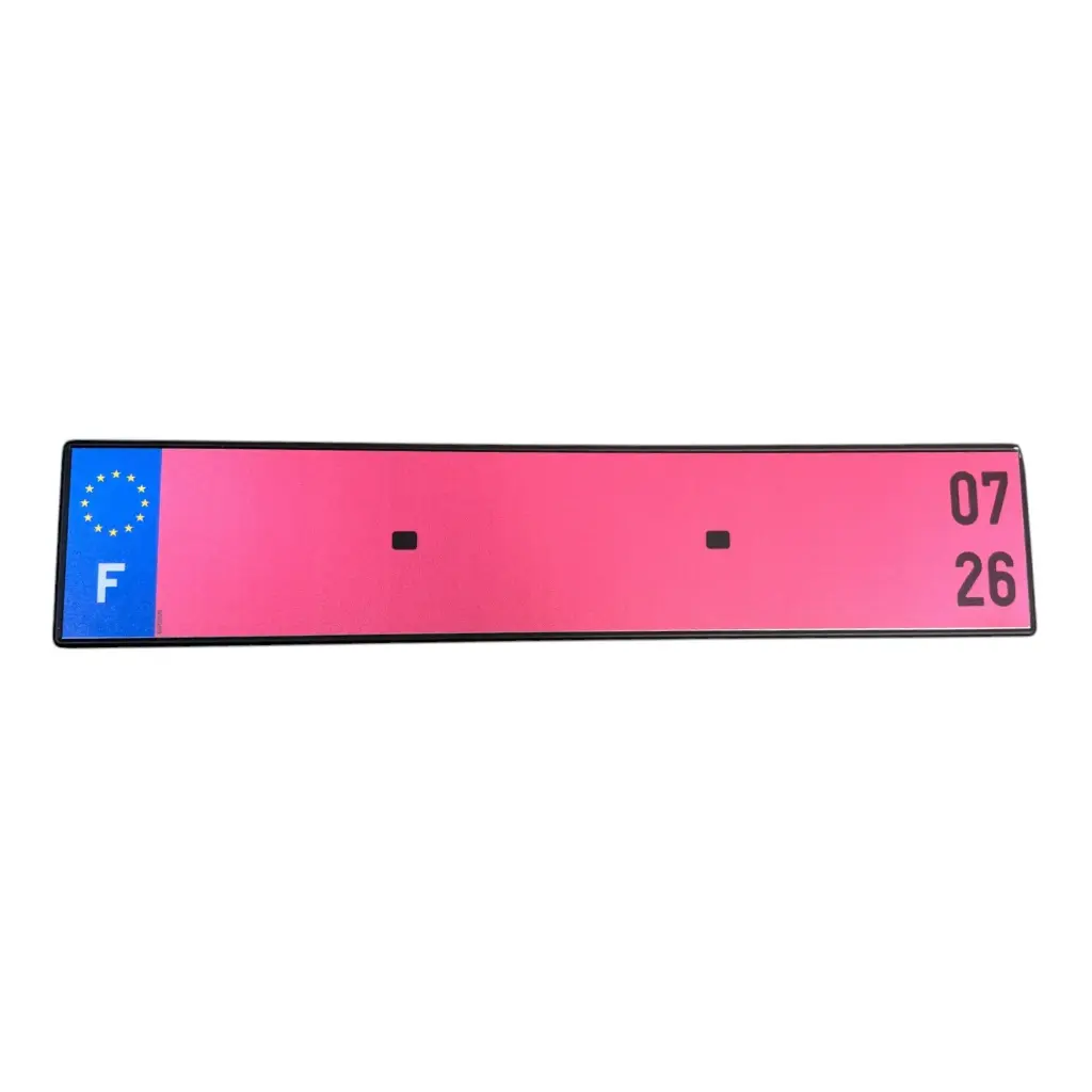 Plaque Immatriculation Aluminium Rose WW / W Garage 520 x 110 mm