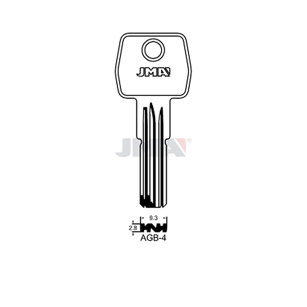 Clé spec.cyl.tête métal scudo 5000 AGB-4