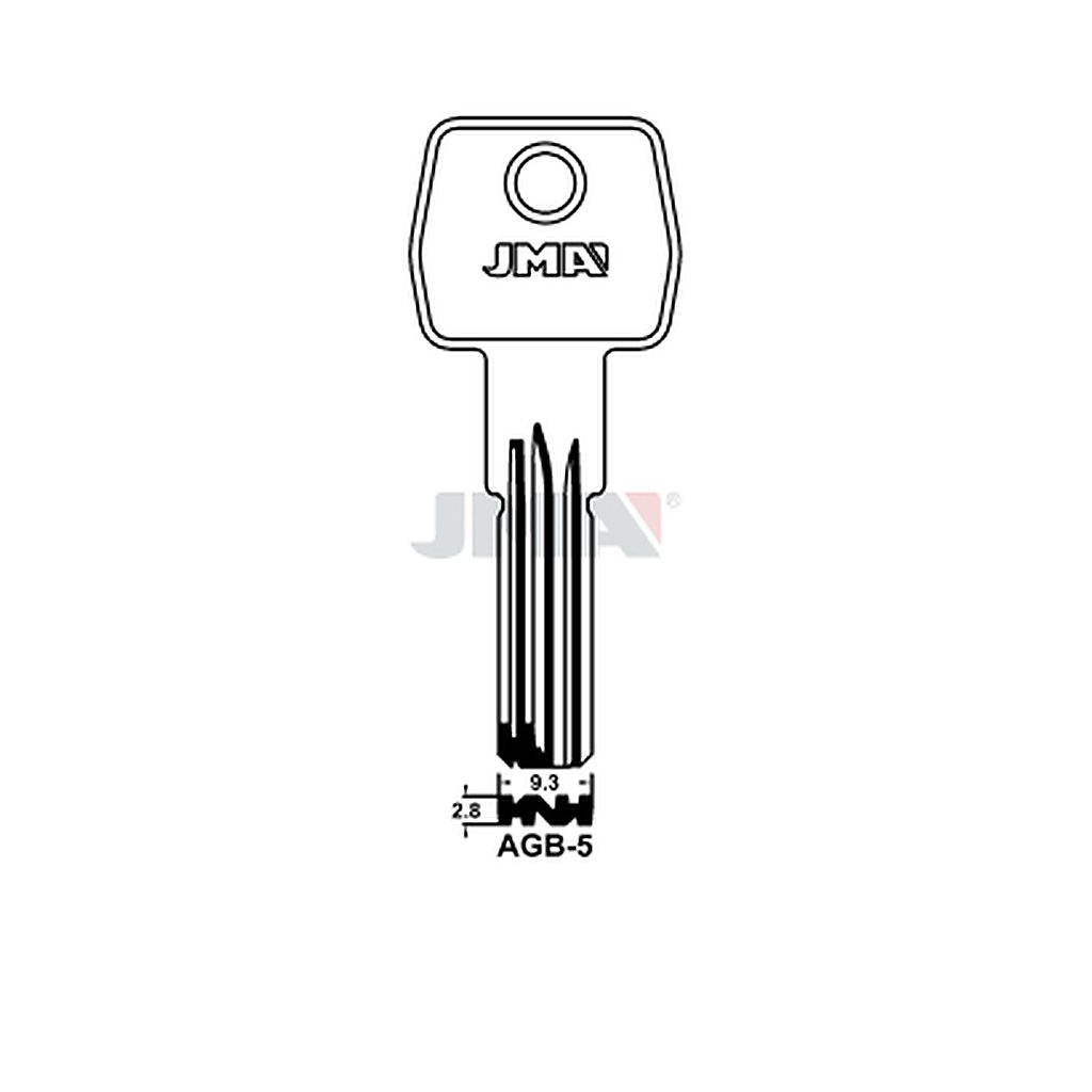 Clé spec.cyl.tête métal scudo 5000 AGB-5