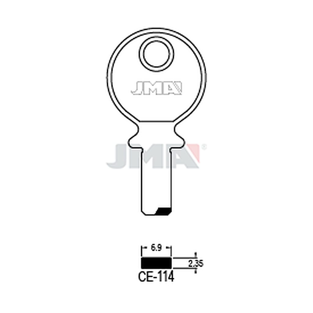 Clé spec.cyl.tête métal CE-114