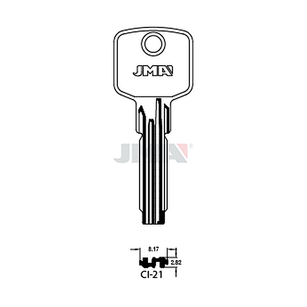 Clé spec.cyl.tête métal CI-21