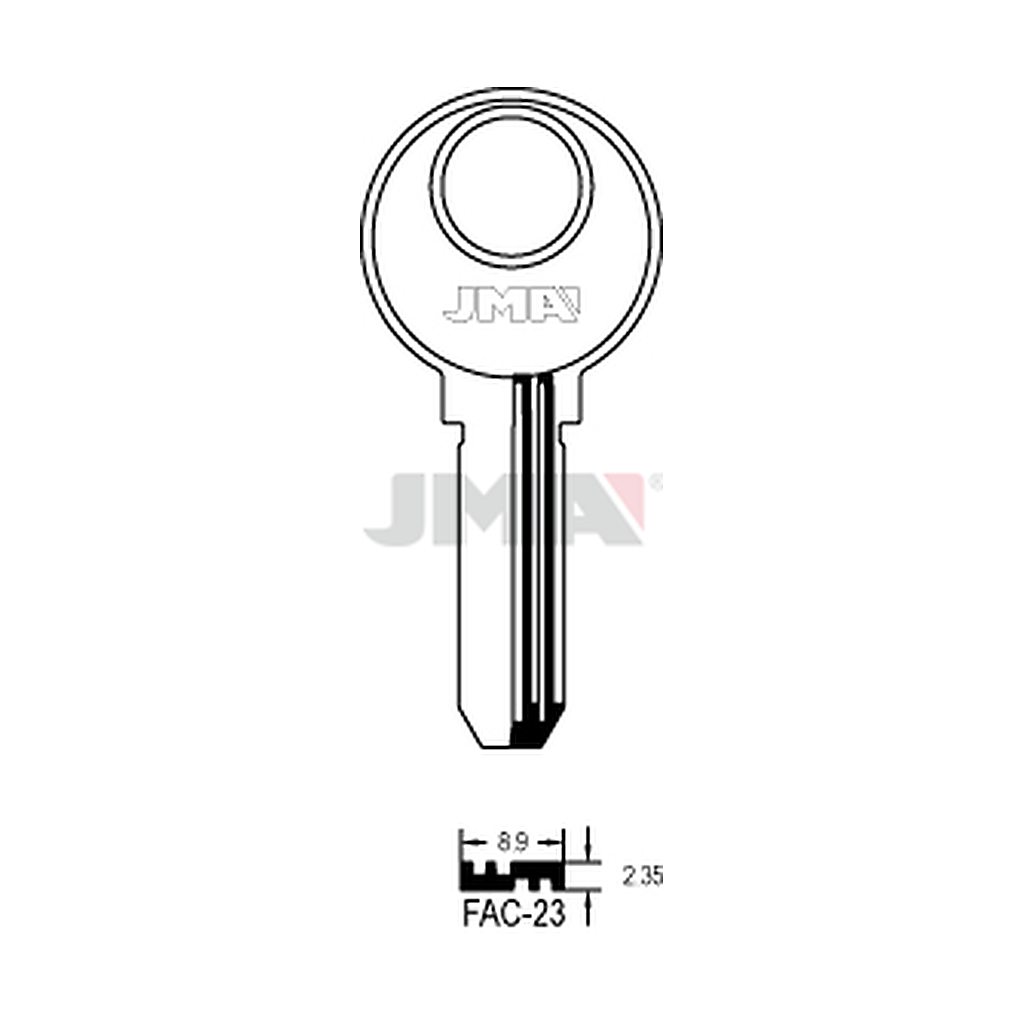 Clé spec.cyl.tête métal FAC-23