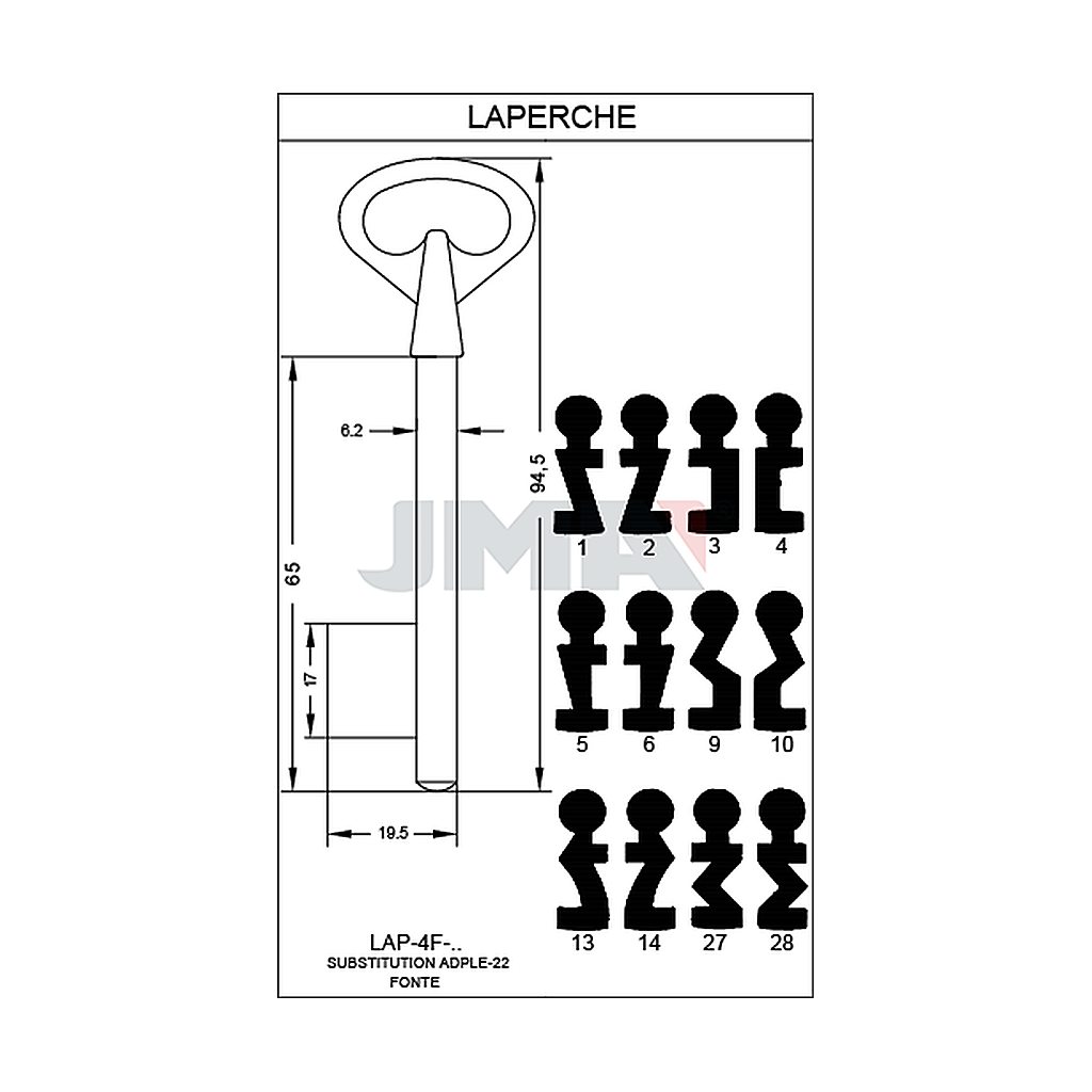 Clé à chiffre hors tarif LAP-4F2