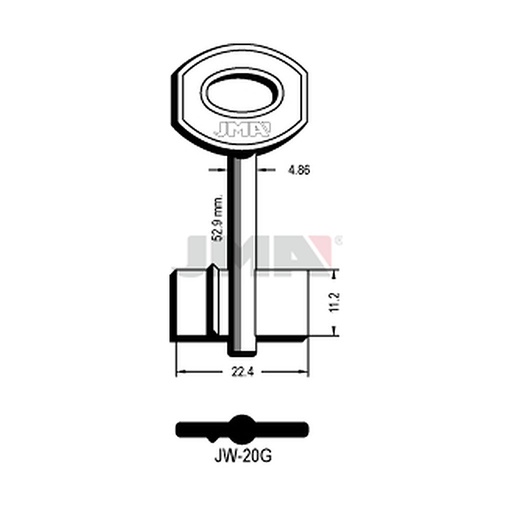 [JW-20G] Clé dp tf l - 70 mm JW-20G