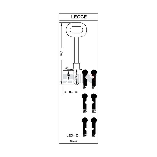 [LEG-1ZB5] Clé à chiffre zamak l - 99mm LEG-1ZB5