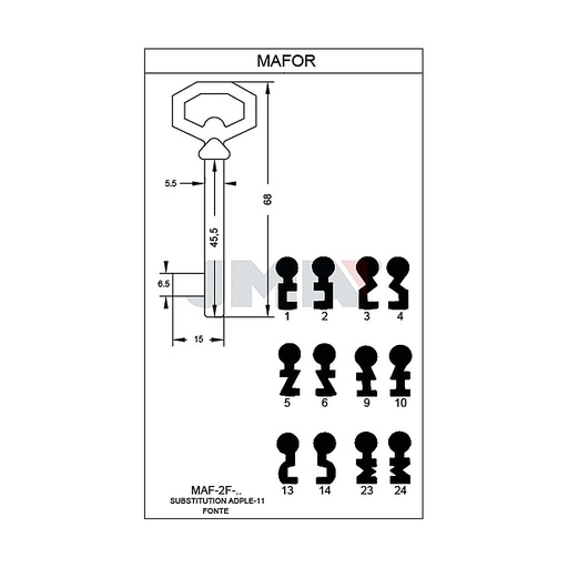 [MAF-2F5] Clé a chiffre fte hors tarif MAF-2F5
