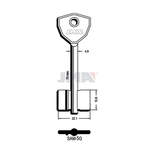 [SAM-5G] Clé dp tf l - 70 mm SAM-5G