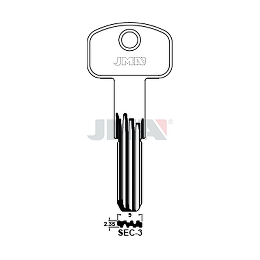 [SEC-3] Clé spec.cyl.tête métal SEC-3