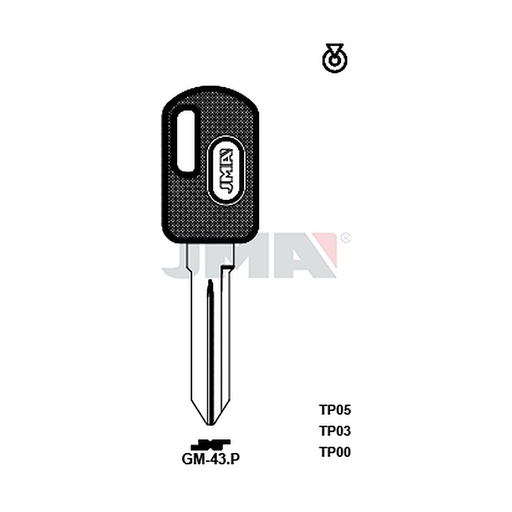 [TP00GM-43P] Clé t.p sans transponder TP00GM-43P