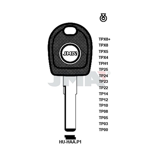 [TP00HU-HAAP1] Clé t.p sans transponder TP00HU-HAAP1