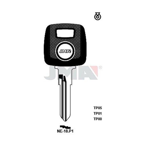 [TP00NE-18P1] Clé t.p sans transponder TP00NE-18P1
