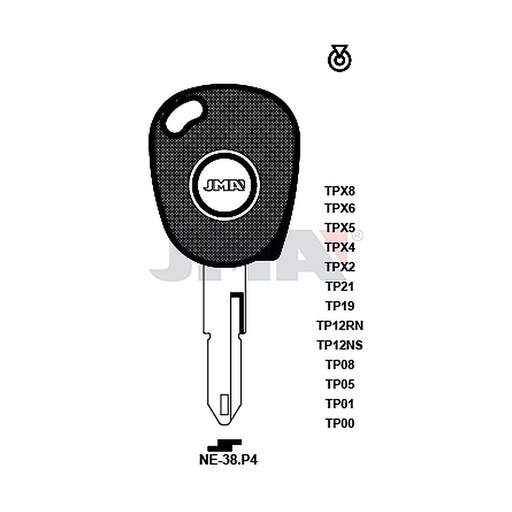 [TP00NE-38P4] Clé t.p.sans transponder TP00NE-38P4
