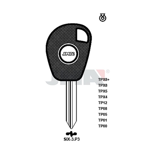 [TP00SIX-3P3] Clé t.p sans transponder TP00SIX-3P3