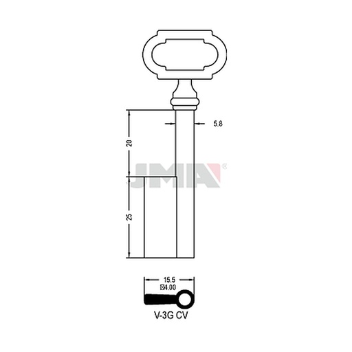 [V-3GCV] Clé de style vieil or V-3GCV