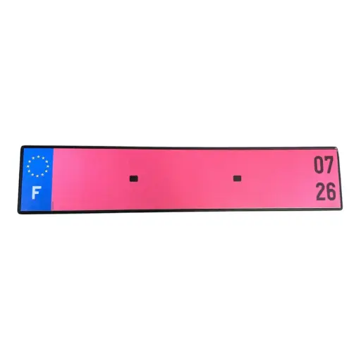 Plaque Immatriculation Aluminium Rose WW / W Garage 520 x 110 mm