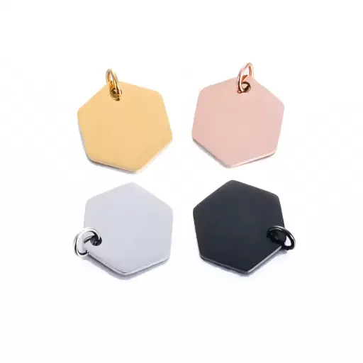 Médaille animaux hexagonales acier inox