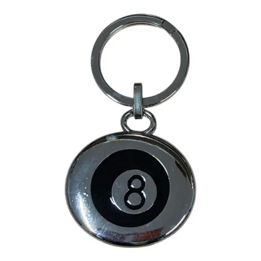 Porte-clés métal boule de billard 8