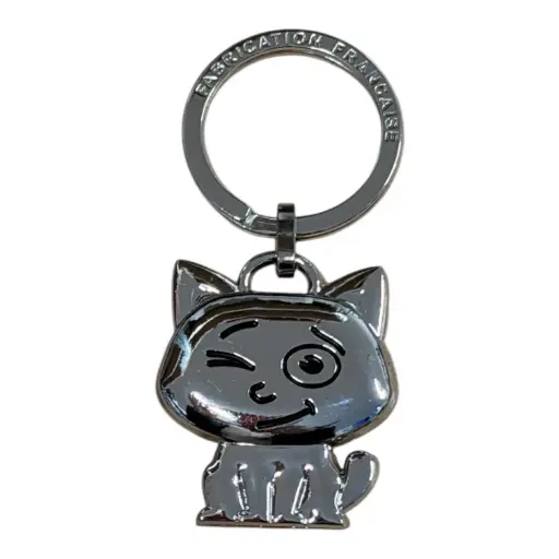 Porte-clé métal chaton clin d'oeil