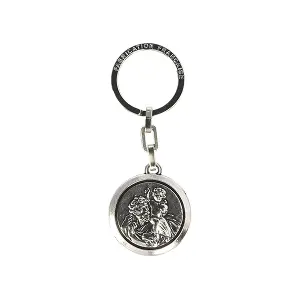 Porte-clé métal st christophe avec cercle