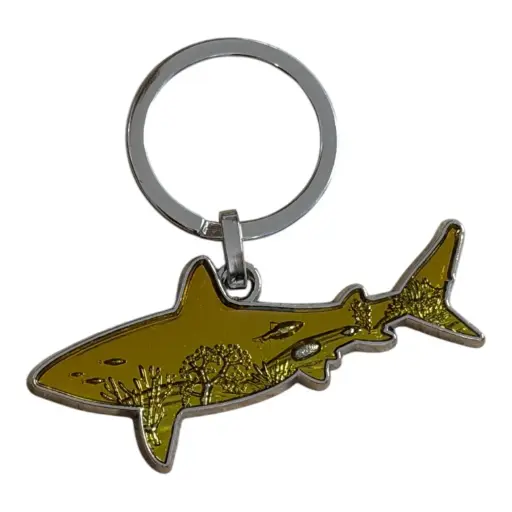 Porte-clé métal requin jaune