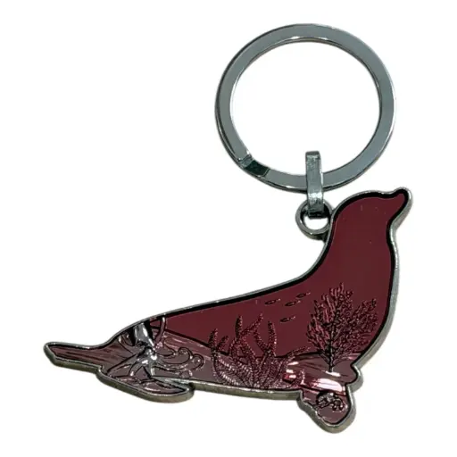 Porte-clé métal phoque rose