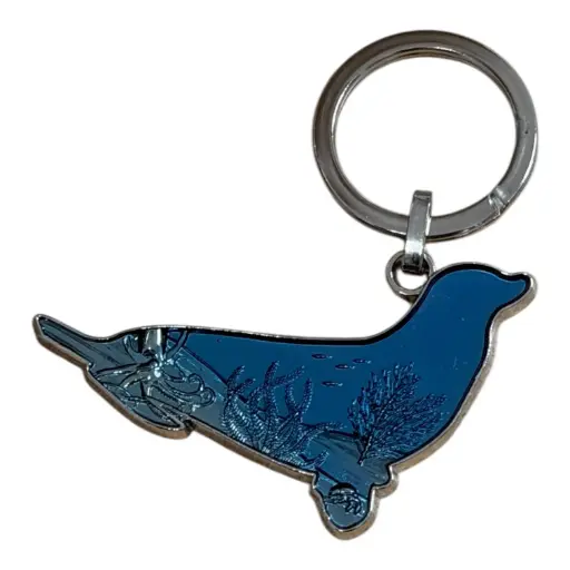 Porte-clé métal phoque bleu