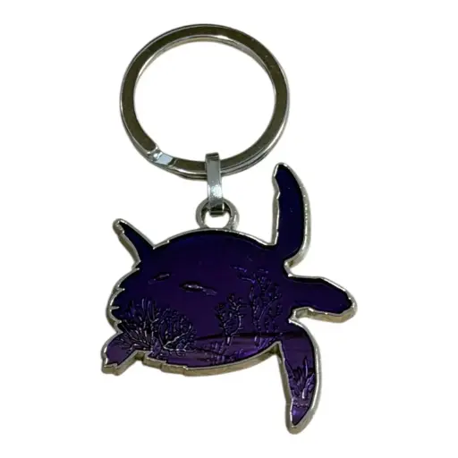 Porte-clé métal tortue mauve