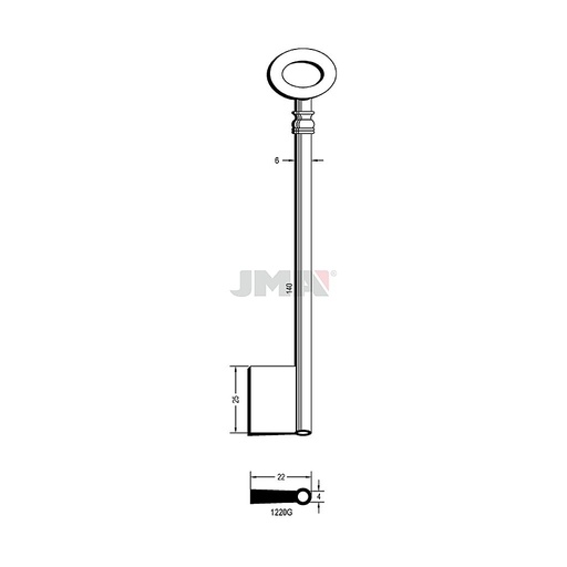 [1220G] Clé gorge ac fo forée 1220G