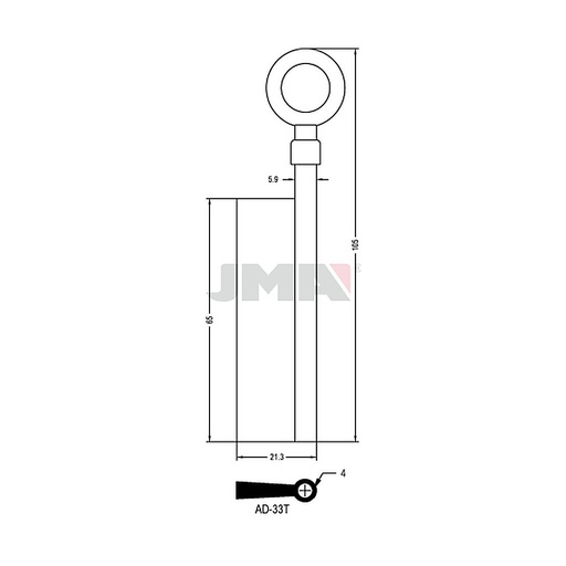 [AD-33T] Clé forée laiton l 75 a 120 5,9x105 AD-33T
