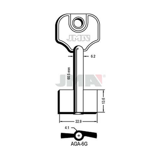 [AGA-6G] Clé dp tf l - 70 mm AGA-6G