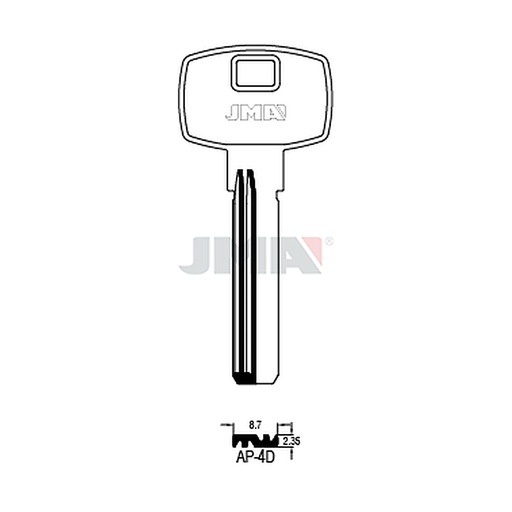 [AP-4D] Clé spec.cyl.tête métal AP-4D