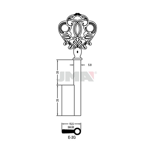 [E-3G] Clé de style laiton poli E-3G